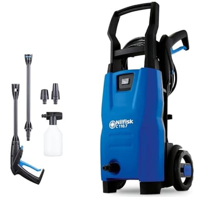 Nilfisk C 110.7 Bar Hochdruckreiniger + Schaumsprüher - Mini Pressure Washer für die Reinigung von Außenbereichen und Autowäsche (1400 W)
