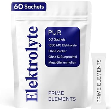 Elektrolyte Pur ohne Zucker | 60 Sachets mit je 1750 MG | Elektrolyte Pulver für Sportler bei Flüssigkeitsverlust | Natürlich salzig mit wenig Zitronensäure