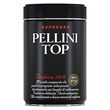 Pellini Kaffee Top 100% Arabica, Gemahlener Kaffee für die Kaffeemaschine mit Intensivem und Umhüllendem Aroma, 100% Arabica-Mischung, Zarte Röstung, 250g-Packung