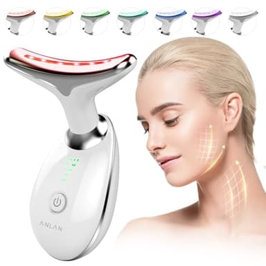 Gesichtsmassagegerät, ANLAN Gua Sha Elektrisch Beauty Gerät mit 7 Lichtfarben, 40±3℃ Wärmefunktion und 3 Modi Gesichtsmassage – Face Massager für Hautkomfort & Hilft bei der Straffung der Haut