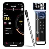 Fileeyn Fleischthermometer Kabellos, 500FT Bluetooth Fleischthermometer mit LCD Anzeige, Mit Timer und Alarmfunktion, Digitales Meat Thermometer für BBQ Grill, Raucher, Küchenofen