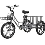 ELEKGO 20 Zoll E Bike Dreirad, 48V 18AH abnehmbare Batterie Tragfähigkeit 200 KG, Fettreifen + hinterer Gepäckkorb und Scheinwerfer, Lastenfahrrad, Elektro-Dreirad für Reichweite bis zu 40-60Km (GARY)