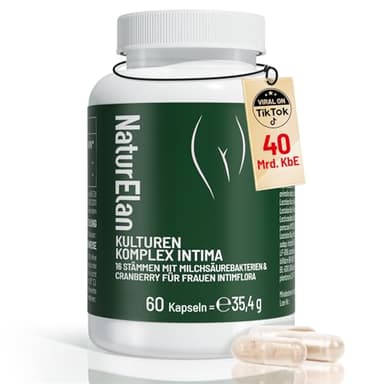 Kulturen Komplex für Frauen Intimflora- 16 Bakterienstämme mit Cranberry, Milchsäurebakterien, 40 Mrd. KbE/Tagesdosis, Vegan Vaginal Probiotics, Glutenfrei, 60 Kapseln