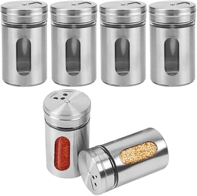 UQMIQURA 6 Stück Gewürzgläser Set mit Schraubkappe, Kleine Gewürzdosen, 80ml Gewürzbehälter, Gewürzdosen Set Glas, Gewürz Organizer für Salz, Pfeffer, Gewürze, Aufbewahrung, Küchen Organizer