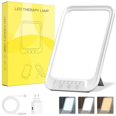 NIKYJM Tageslichtlampe 20000 Lux, Lichttherapielampe mit 3 Farbtemperaturen, 10 Helligkeitsstufen und 6 Timer, UV-freie LED Lichttherapielampe Tageslicht, Touch-Control Sonnenlicht Lampe