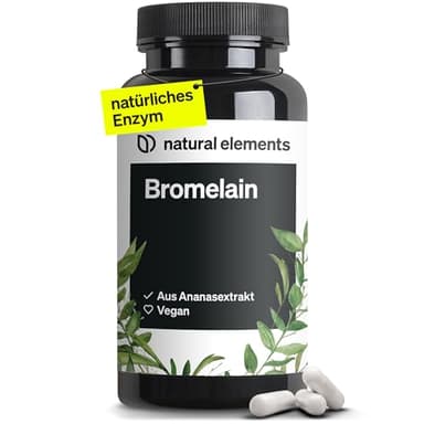 natural elements Bromelain - 400 mg (2000 F.I.P) - 90 magensaftresistente Kapseln - Natürlicher Ananas Extrakt - Laborgeprüft, hochdosiert und in Deutschland produziert