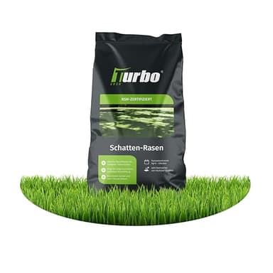 Schattenrasen Turbogrün 50m², Schattenrasensamen, Grassamen Schattenrasen, Schattenrasen Nachsaat, Ideal für schattige Plätze, Frühjahr und Herbst, Turbo Rasensamen Schattenrasen, RSM Qualität