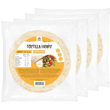 Lowcarbchef - High Protein Tortilla Wraps - 6 Wraps á 40 g - 4er Pack (4x240 g) - Low Carb & Keto - Nur 4,4 g Kohlenhydrate pro Wrap