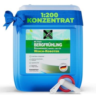 MC-Fresh Bodenreiniger BERGFRÜHLING, 5L, auch für Saugwischer | 1:200 Konzentrat | für alle Nass-Trockensauger | ideal für Fliesen, PVC, Parkett, Laminat & Teppich | inklusive Frischeduft