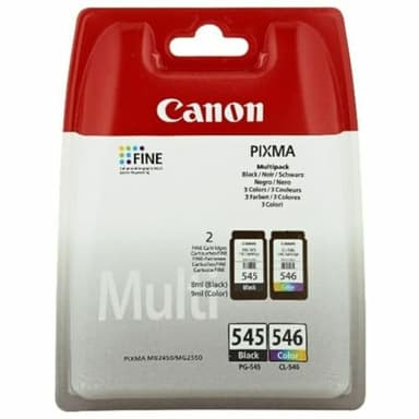 Canon Tintenpatronen PG-545 + CL-546 BK/C/M/Y (2 Tintenpatronen) Multipack schwarz + Farbe 8ml + 9 ml ORIGINAL für PIXMA Drucker