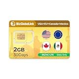 EIOTCLUB Globale Reise-SIM-Karte, 2 GB Daten, 30 Tage, für USA, Kanada, Mexiko, 33 Länder in Europa, wiederaufladbar, Keine Telefonnummer, Plug-and-Play