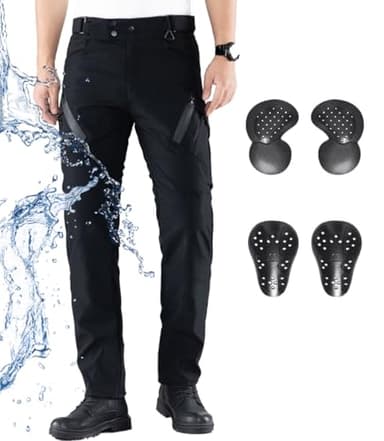 CTBQiTom Motorradhose Herren and Damen Mit Protektoren,Wasserdicht und Atmungsaktiv Motorrad Biker Hosen Mit CE abnehmbaren Schutz,Schwarz,XL