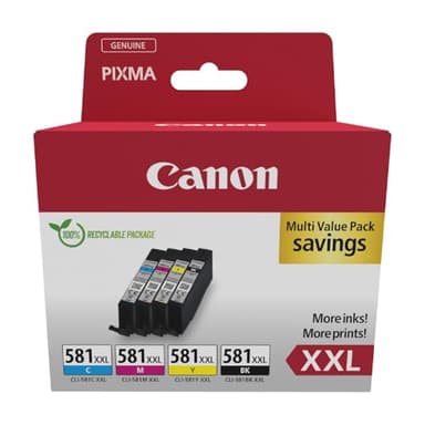Canon Tintenpatronen - CLI-581 C M Y BK Original XXL Druckerpatronen mit hoher Reichweite 4er Pack (1 x XXL Schwarz, 1 x Cyan, 1 x Magenta, 1 x Gelb)