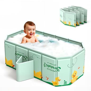 Lafisun Babybadewanne Faltbar, Tragbare Baby Badewanne, Große Babywanne für 0-8 Jahre, Integrierte Badewanne mit Ablassschraube, Duschbecken 78 X 45 X 30 CM(Blau)