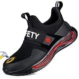 TAERGU S3 Sicherheitsschuhe Herren Damen-S1 Arbeitsschuhe mit Stahlkappe Leicht Klettverschluss SBP Stahlkappenschuhe Safety Shoes,Schwarz,47EU