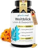 Lutein Zeaxanthin Kapseln - Augenvitamine hochdosiert mit 44mg Lutein + 11mg Zeaxanthin + 11mg Beta Carotin - 6 Monatsvorrat Augen Kapseln - Weitblick