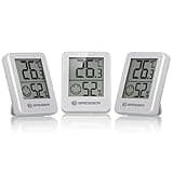 Bresser 3er Set Thermometer Hygrometer - Digitales Raumthermometer für Kontrolle Innenraum Luftfeuchtigkeit, Kühlschrankgeeignet, Wandmontage und Magnet, Schimmelvorbeugung - Indikator Smiley, Weiß