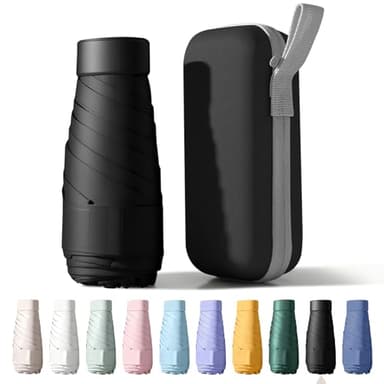 Betrynidil Taschenschirm, 6-Rippen Mini Regenschirm Windfest mit Auto-Open & Kapselhülle, Tragbarer Reiseschirm mit UV-Schutz für Männer & Frauen (Schwarz)