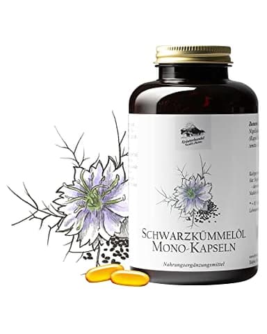 KRÄUTERHANDEL SANKT ANTON - 400 Schwarzkümmelöl Kapseln - 1000 mg Tagesdosis kaltgepresstes Schwarzkümmelöl - Hochdosiert - Vitamin E - Deutsche Premium Qualität