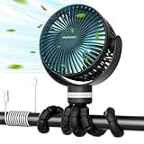 momcozy 8000 mAh Tragbarer Kinderwagen-Ventilatoren,27H Akkulaufzeit Clip Ventilator, 360° Abnehmbare 4 Geschwindigkeiten, LED-Nachtlicht, wiederaufladbarer USB-Ventilator,Reisen, Autositz, Büro