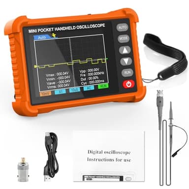 HOLDPEAK 2 in 1 Mini-Handoszilloskop-Kit - Tragbares Oszilloskop für die Automobilindustrie mit 2,8" TFT-Display, 2,5MS/s Abtastrate & 500KHz Bandbreite, Taschenformat, Typ-C-Ladung