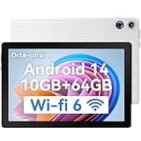 Freeski Tablet 10 Zoll, Android 14 Tablet PC, 10GB RAM+64GB ROM (1TB TF), Octa-Core 2.0 GHz, WiFi 6, Bluetooth 5.0, Widevine L1, 5MP+8MP, 5000mAh,Type-C (Weiß)