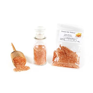 Pommes Salz, Rauchsalz Hickory, Pommes Frites Salz, Pommesgewürz, Gewürzsalz, Hickorysalz, Pommessalz, Smoked Salt, Barbecue Salz, 30g