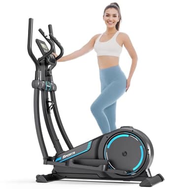 THERUN Crosstrainer für zuhause, Ultraleise Magnetisch Ellipsentrainer mit 38cm Schrittlänge, 16 Widerstandsstufen, bis 150kg (Blau)