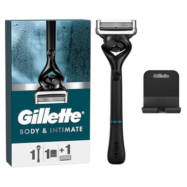 Gillette Body & Intimate Nassrasierer Herren, Rasierer + 1 Rasierklinge, mit Duschaufhänger für einfache Aufbewahrung, Geschenk für Männer