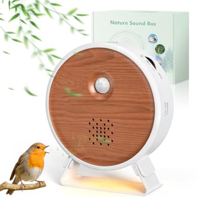 BITIWEND Vogelzwitscher Bewegungsmelder Box Toilette Soundbox mit Licht Naturgeräuschebox Nature Sound Box Vogelgeräusche, Meer, Bachgeflüster, Lagerfeuer Musikbox Weihnachten Geschenk