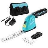 DURATECH 12V Akku Heckenschere, 2-in-1 Gartenschere Akku mit mit 2Ah Akkupack & Ladegerät, Rasenkantenschneider elektrische Grasschere mit Tasche, Rasentrimmer für Gartenarbeit