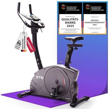 Christopeit Ergometer Heimtrainer Indoor Fahrrad ET 6 mit 24 Widerstandsstufen, bis 150kg und 200cm, 12kg Magnet-Bremssystem, Kinomap, Bluetooth, Pulsmessung