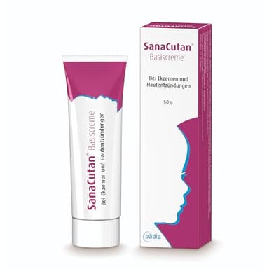 SANACUTAN Basiscreme, 50 g – Cortisonfreie Creme zur Behandlung bei Ekzemen und Hautentzündungen | Ideale Basistherapie bei Neurodermitis | Für Erwachsene, Kinder und Säuglinge