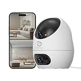 Beans View 2K+2K (3MP+3MP) WLAN Kamera mit Dual-Objektiv, Überwachungskamera innen mit Erkennung von Person, Haustier und winkender Hand, Alexa Kamera unterstützt Patrouillenmodus, 2-Wege-Audio D220