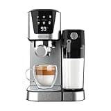 Cecotec Halbautomatische Kaffeemaschine Power Espresso 20 Cream: 20 Bar, Thermoblock-Heizung, für gemahlenen Kaffee, Espresso, Cappuccino, Latte, Touchscreen, 700ml Milchbehälter, 1L Wasserbehälter.