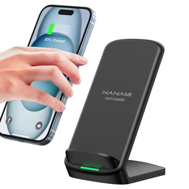 NANAMI Fast Wireless Charger, 15W Induktive Ladestation für Samsung Galaxy S25/S24/S23/S22/S22+/S21/S20/S10/S9/S8/S7 Note 20, für iPhone 17/Air/16/15/14/13/12/11/SE 2/X/XS/XR/8/8 Plus Google Pixel LG