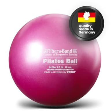 THERABAND Pilates Ball | Gymnastikball klein für Pilates, Yoga, Beckenbodentraining & Rehabilitation | Weicher Gummiball mit Ventil | Fitnessball | PVC-frei | Max. Belastung 120 kg (Rot)