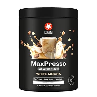 MaxiNutrition MaxPresso White Chocolate Mocha 300g, Protein Kaffee, Whey Coffee Pulver, 21g Eiweiß pro Portion, Zuckerfrei & fettarm, Warm & kalt genießbar