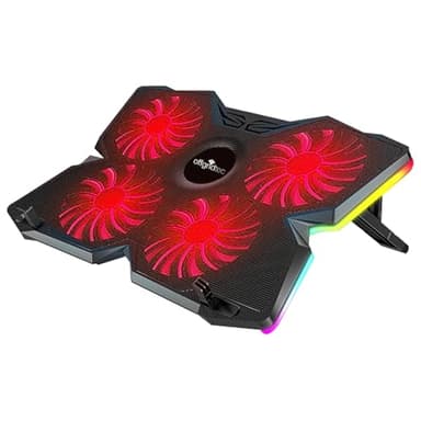 Offgridtec Laptop-Kühler K25 Pro, Belüfteter Ständer mit 4 leisen Lüftern bei 1100 U/min, 2 USB-Anschlüsse, Höhenverstellbar, Ergonomisches Design für Gaming-Konsolen & Laptops, Rot