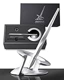 novium Hoverpen – Luxus-Kugelschreiber für Männer und Frauen, vertikal stehender Stift mit leicht fließender Tintenpatrone, aus Metall, einzigartiges Geschenk, Silber (Starlight Silver)