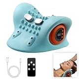 Nackenmassagegerät, EMS Nackenmassagegerät Elektrisch mit Wärme,Kabelloses Hugterra Nackenmassagegerät,Entspannungskissen,Zervikales Nacken Rücken Massagegerät mit 3 Modi, 6 Einstellbare Frequenzen
