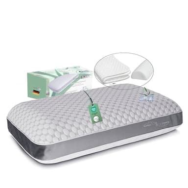 wohlKIS Nackenkissen Memory Foam – ergonomisches Kopfkissen 55x35x12 cm, höhenverstellbar -Seitenschläferkissen -Bauchschläferkissen - Rückenschläferkissen