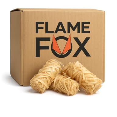 Flame Fox Anzündwolle XXL 10kg aus Öko-Holzwolle & Wachs I Kaminanzünder & Grillanzünder für Kamin, Ofen & Feuerschale I Natürlich, zuverlässig, Lange Brenndauer - 3kg, 5kg oder 10kg Karton