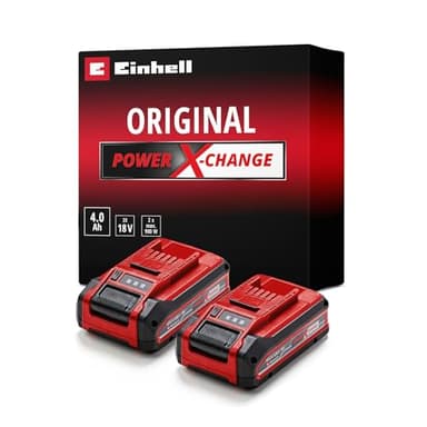 Original Einhell 4 Ah Power X-Change Plus Akku (18 V, Li-Ion, universell verwendbar für alle PXC-Geräte, Ladestandskontrolle, Twin-Pack, inkl. 2X 4 Ah Akkus, ohne Ladegerät)