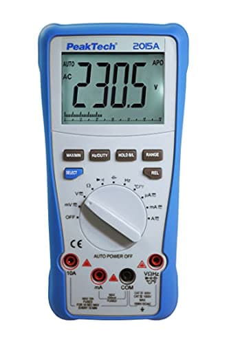 PeakTech P 2015 A – True RMS Digital Multimeter, Auto-Range, 4.000 Counts, Durchgangsprüfer, Messgerät für Widerstand, Kapazität, Diode, Temperatur & Frequenz, 1000V - 10A AC/DC - CAT III, Blau