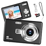 Digitalkamera 1080P FHD Kompaktkamera 44MP Kamera mit 2,4“ LCD Bildschirm 16X Digitalzoom Einfache Vlogging Tragbare Digitalkamera mit 32gb SD Karte für Kinder Teenager Studenten Anfänger (Dunkelgrau)