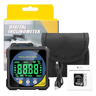 Digitaler Laser Winkelmesser, Lytool Neigungsmesser Laser Wasserwaage mit Vierseitigem Magnet, Doppelseitigem Laser- LCD Display, Type-C Schnittstelle- Magnetische Bevel Box für Holzarbeiten, Bau, DIY