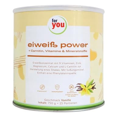 for you Power Eiweiß-Pulver nach Dr. Strunz Vanille 750g - gut lösliches Mehrkomponenten Eiweiß: Molke, Soja-, Milch-, Hühnerei-Protein + L-Carnitin Vitamine Mineralstoffe - Chemical Score 156