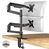 Ergounion Dual Monitor Halterung für 13-40 Zoll Flach- und Curved-Bildschirme, Einstellbare VESA Tischhalterung für 2 Monitore übereinander, 75x75 und 100x100 mm, Schwarz