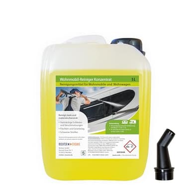 Richter Chemie Wohnwagenreiniger außen | Hochwirksamer Caravan Außenreiniger für strahlend saubere Oberflächen | Wohnmobilreiniger | Caravanreiniger | Konzentrat | 5L Liter